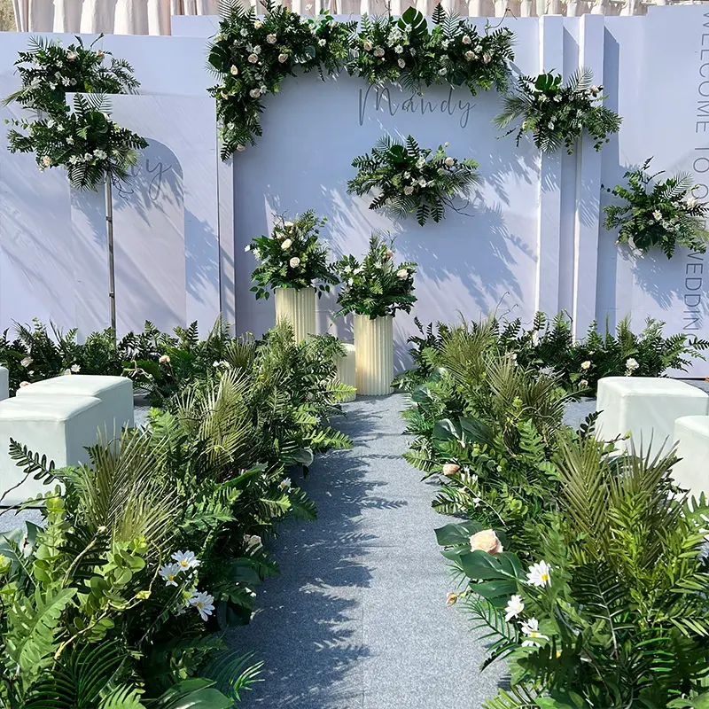 人工緑植物イベント植物列フローラルアレンジメントウェディングロードリード装飾花