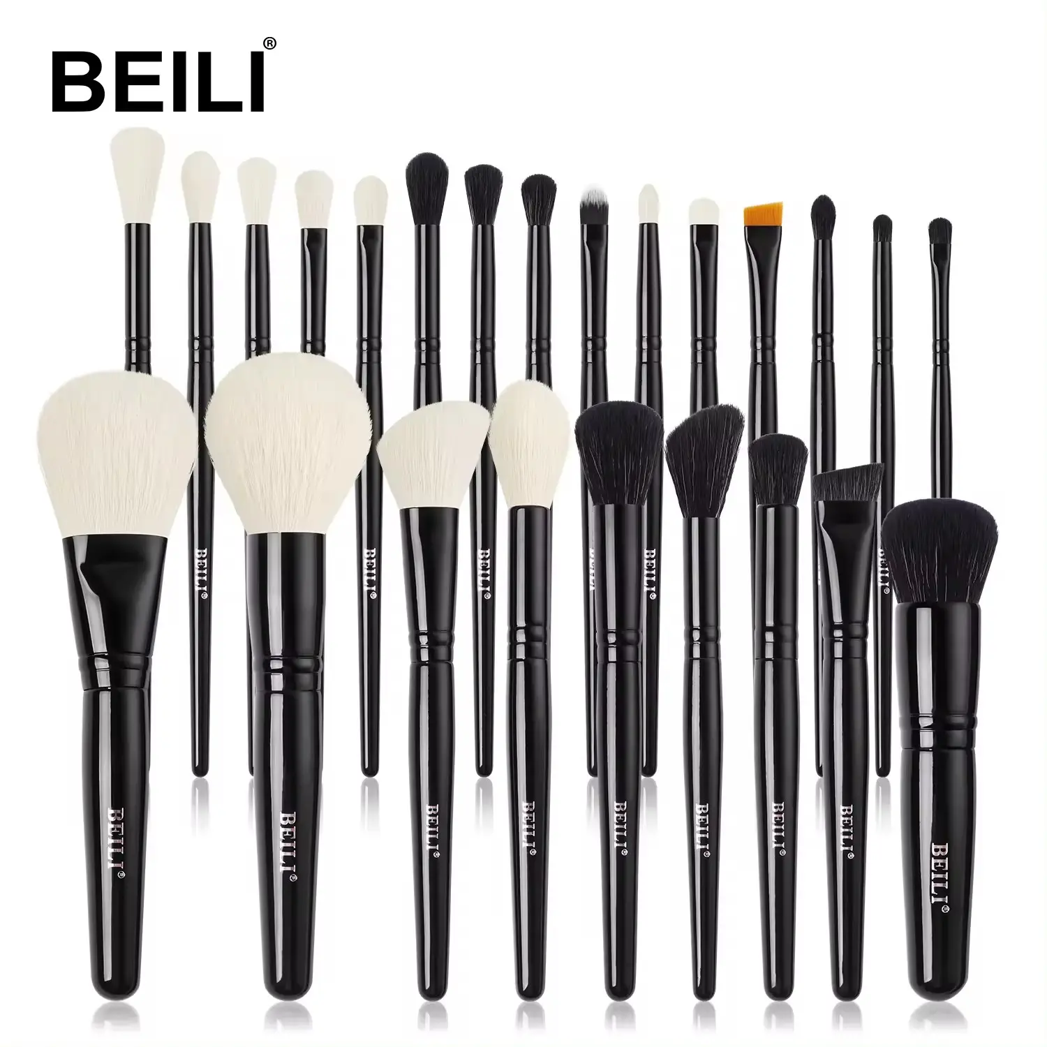 BEILI produttore all'ingrosso capelli sintetici 24 pezzi Private Label Logo gratuito Make Up ombretto personalizzato pennelli trucco opachi vegani