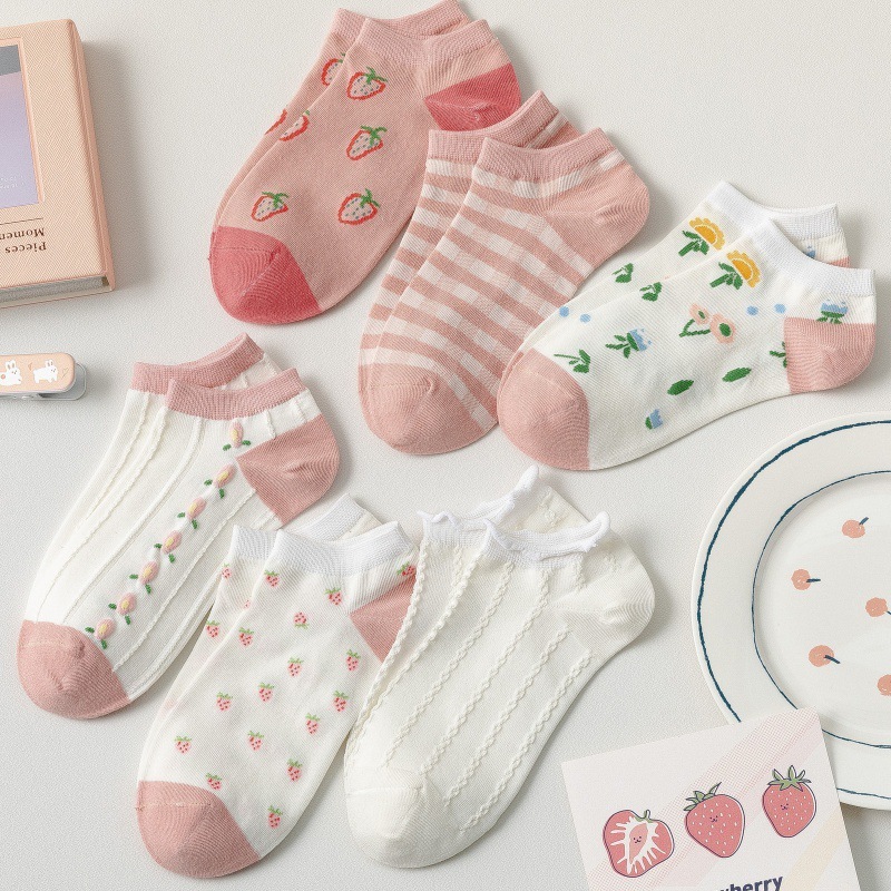 Chaussettes femme-six couleurs fruit
