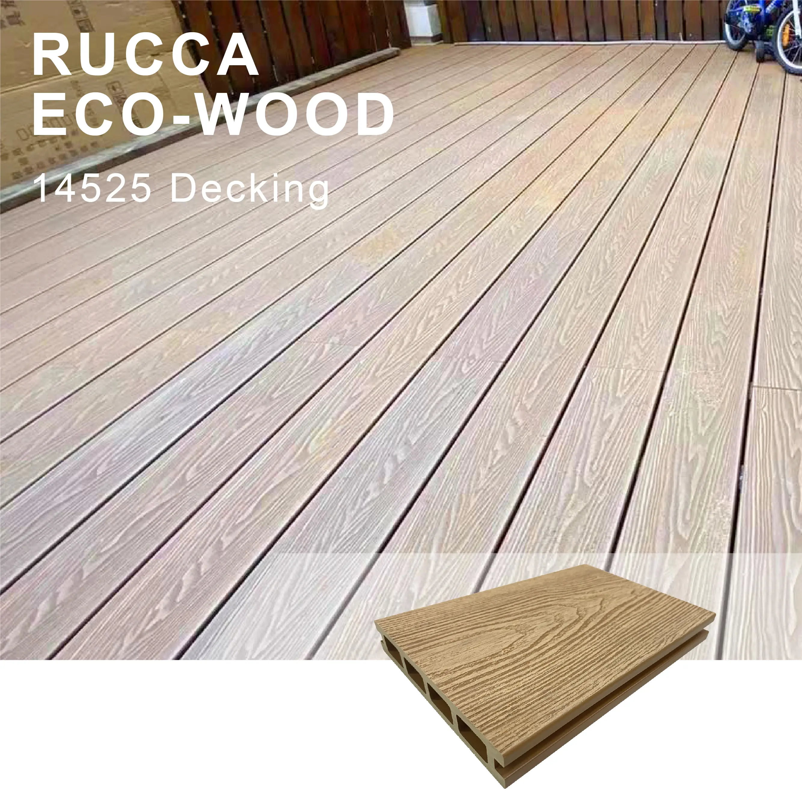 RUCCA Wpc Wood Floor Deck Exterior 145*25mm Composite Decking Tile