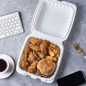 Custom Biodegradable <strong>Green</strong> Environmental Fast Food Lunch Container Sugarcane Bagasse Paper Burger Clamshell <strong>Box</strong> - Product Image 6