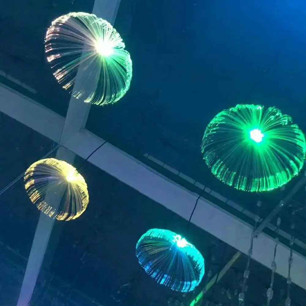 Новый дизайн RGB светодиодная оптоволоконная Медуза для праздничного украшения, оптоволоконное освещение