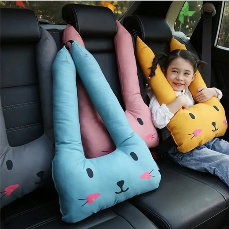 Cojín de algodón suave con dibujos animados para asiento de coche de bebé, cinturón de seguridad para el hombro, reposacabezas, almohadas para el cuello para dormir