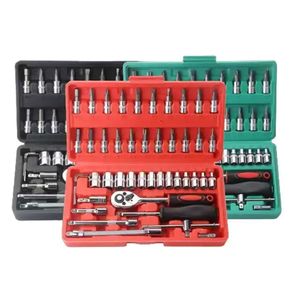 46件1/4 DR汽车修理工具箱扳手铬钒手动工具和棘轮扳手套筒组 - Product Image 6