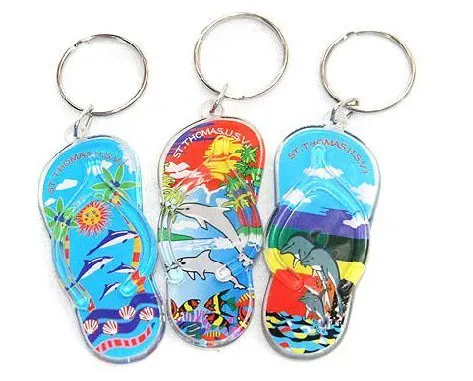 Khách Du Lịch Mùa Hè Dép Acrylic Keychain Với Ảnh Chèn