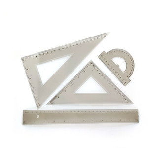 Fabrika fiyat 4 adet plastik Set iletki kare 30CM düz cetvel üçgen cetveller okul kullanımı için - Product Image 3