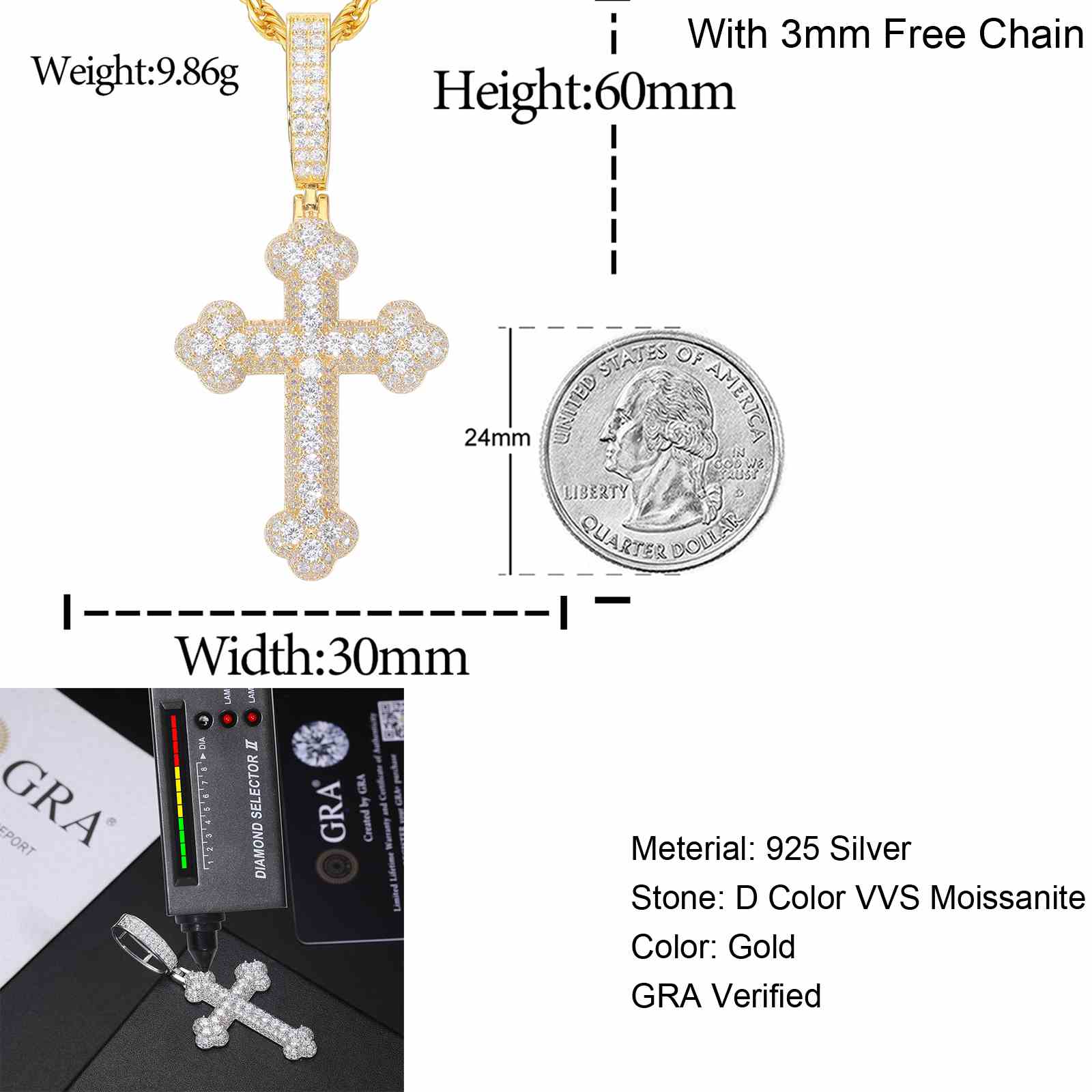 Bottony Cross-Gold