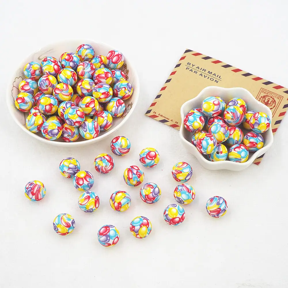 Bolas redondas de perlas de silicona de grado alimenticio, Clip para chupete, cadena, joyería, cuentas de dentición para bebé, 15mm