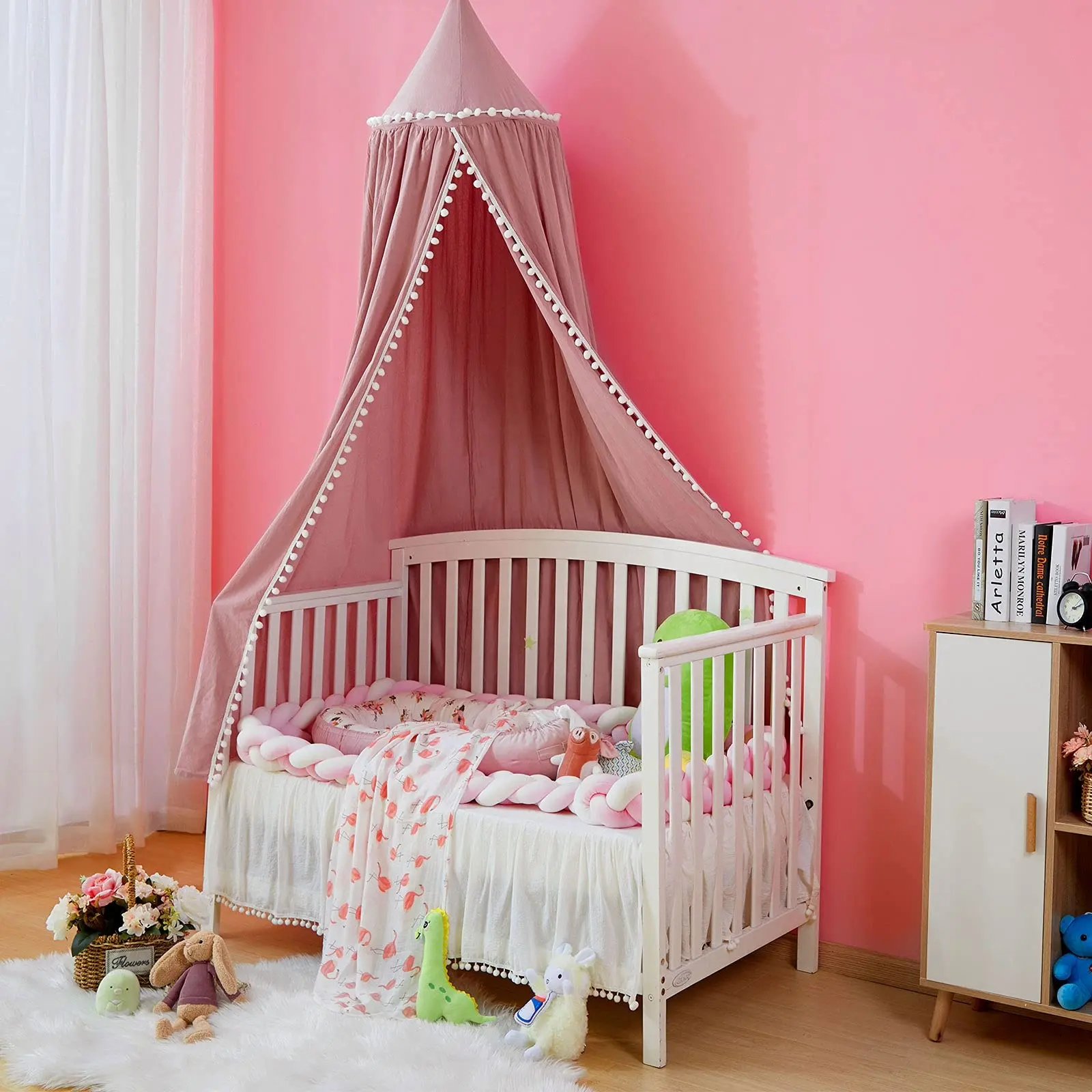 Benutzer definierte Baldachin Farben Runde Kuppel hängen Kinderzimmer Baby Kinder bett Baumwolle Bett Vorhang Baldachin