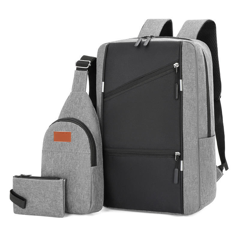 Gray three-piece suit