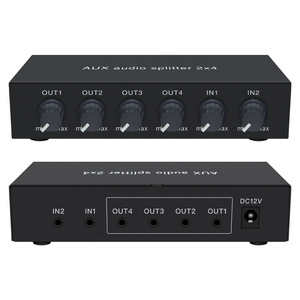 <strong>Audio</strong> Splitter <strong>2</strong> in 4 Out <strong>2</strong> in 4 Out Mix 3.5 mm AUX Hi-fi Stereo with Volume Adjustment - Product Image 1