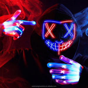 Korkunç cadılar bayramı Cosplay Light Up tasfiye maskesi cadılar bayramı maskeli parti LED yüz maskeleri erkekler kadınlar için maske karanlıkta parlayan