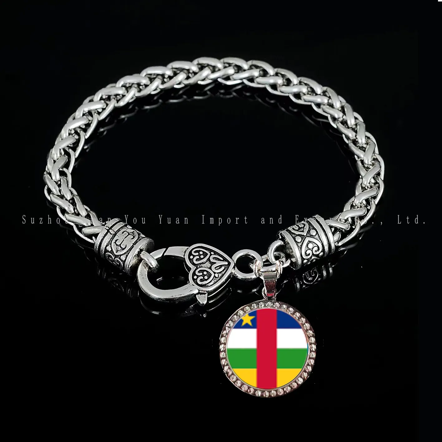 Haute qualité en alliage de zinc RÉPUBLIQUE CENTRAFRICAINE pendentif breloque 18cm bracelet pour filles bijoux