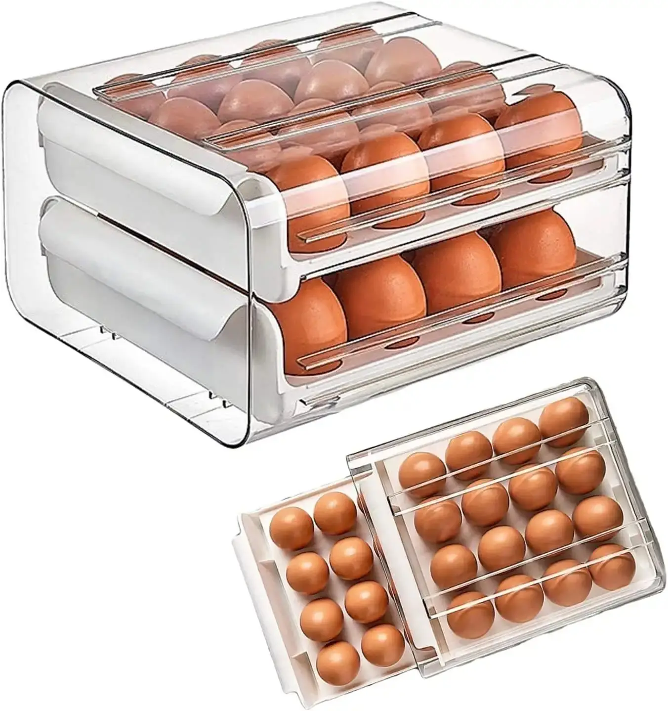 DiGear-Caja organizadora de plástico con escurridor para refrigerador, organizador de cocina, verduras, frutas, huevos, venta al por mayor