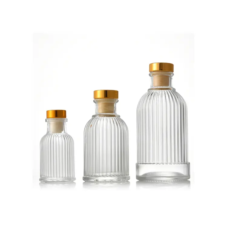 40ml 100ml 200ml 500ml Flacons transparents vides pour diffuseur de parfum d'intérieur en verre avec liège