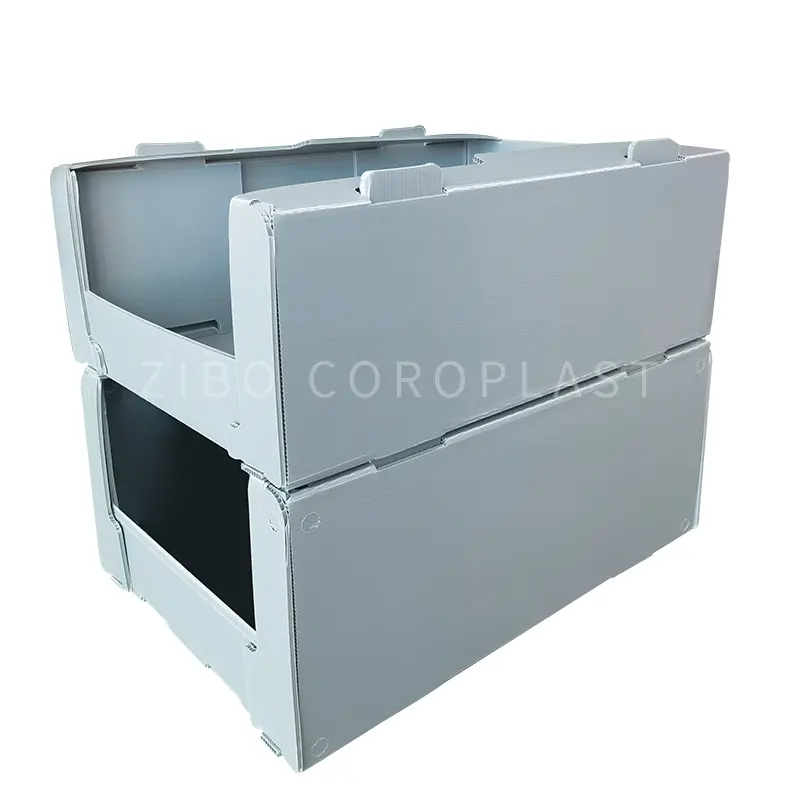 공장 맞춤형 pp 플라스틱 쌓을 수있는 창고 코르플루트 접을 수있는 골판지 보관 상자 따기 상자
