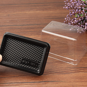 Şeffaf kapak ile pişmiş gıda kutu kek rulo pişirme kutuları dikdörtgen kek dilim konteynerler - Product Image 2