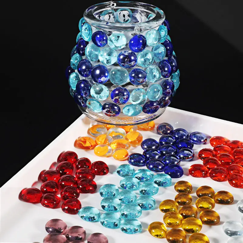 200g di gemme di vetro rotonde trasparenti tessere di mosaico perline piatte per arti artigianali ciottoli di vetro decorativi pietra mosaico Cabochon fai da te
