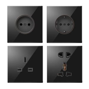 Tipi 86 duvar basın sıfırlama düğmesi anahtarı ile LED ışık akrilik temperli cam panel anahtar priz 1 2 3 4 Gang 1 2 yollu kontrol - Product Image 6
