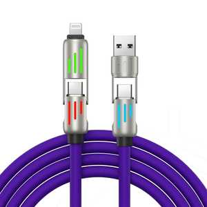 240W hızlı şarj 2 In 2 veri kablosu Iphone 4 in 1 OD 6MM Tpe mikro için C tipi Usb veri kabloları için Android tüm cep telefonları telefon - Product Image 3