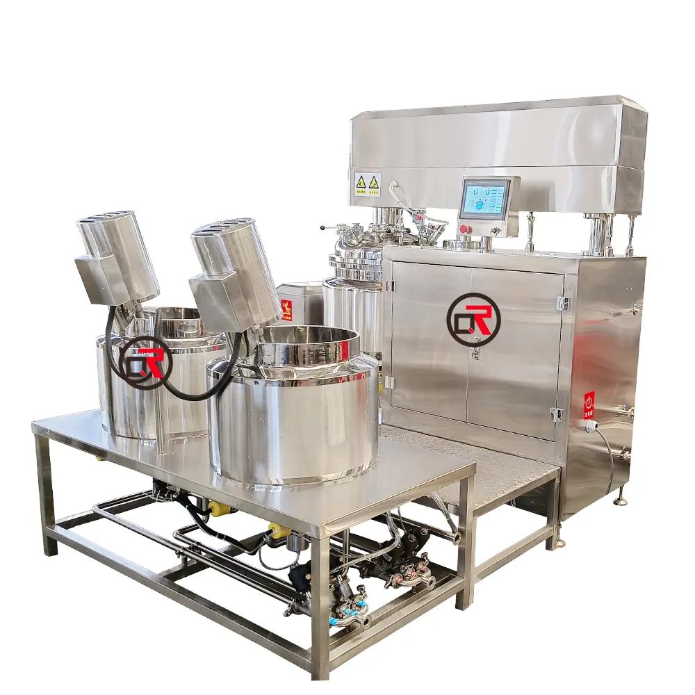 Automatic 5l-50l small hydraulic lifting face cream vacuum emulsifier making machine cosmetics vacuum emulsifying cream mixer