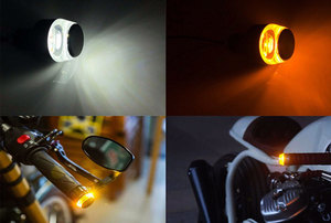 Teckzoom 摩托车 <span class=keywords><strong>LED</strong></span> 车把末端转向信号灯 DC <span class=keywords><strong>12V</strong></span> 白色黄色闪光手柄握把酒吧 Blinker 侧标记灯
