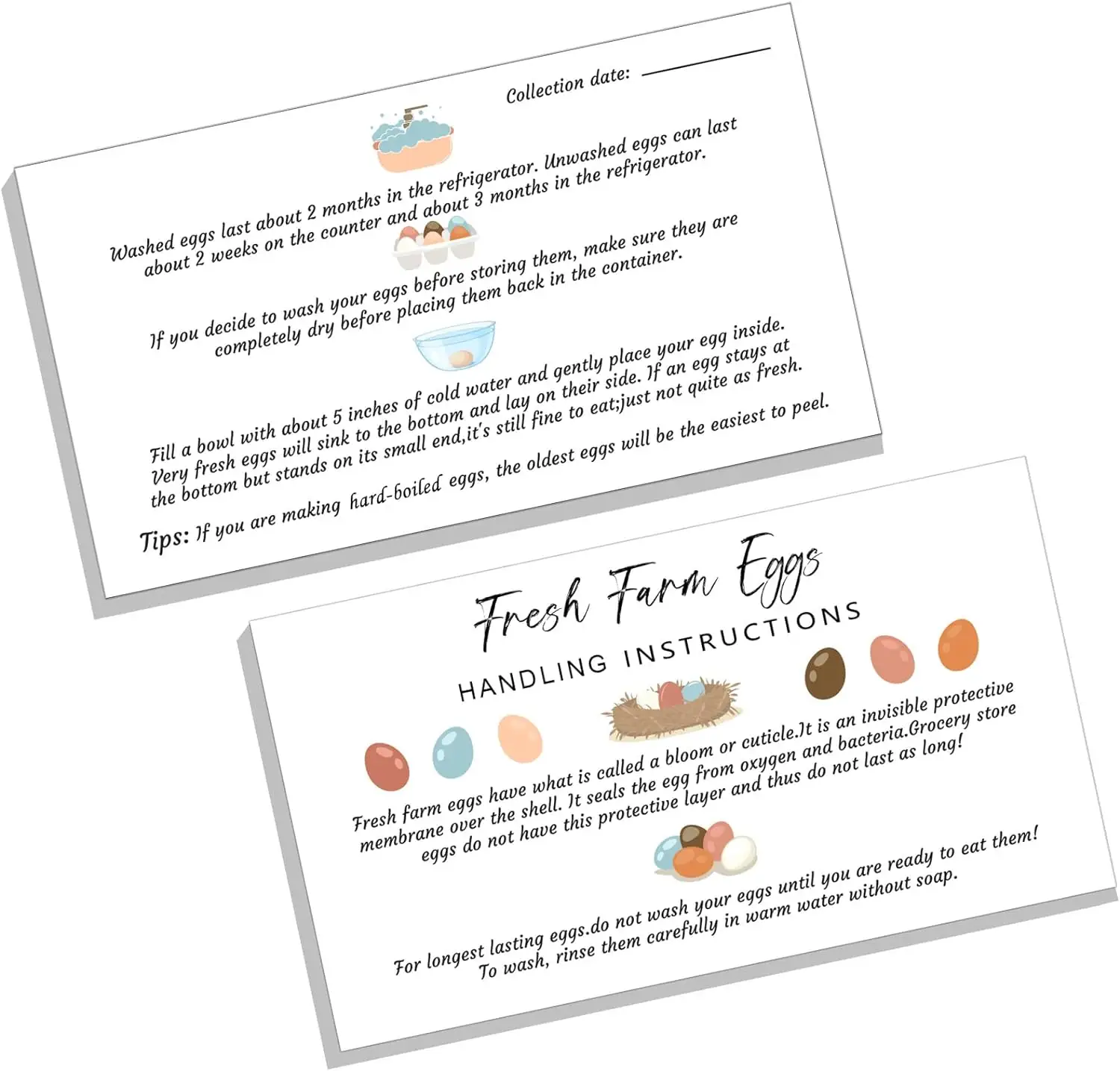 Пользовательские инструкции по изготовлению цветных яиц, дизайн визитной карточки, белая ферма, свежие яйца, карта по обработке