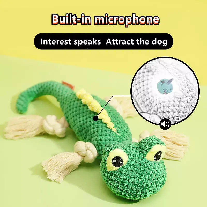 Toptan kertenkele tasarım Pet taşlama diş oyuncak interaktif köpek gıcırtılı oyuncak peluş köpek çiğnemek oyuncak