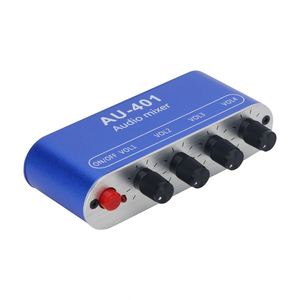AU-401 4 Channel <strong>Audio</strong> Mixer Sound Mixer 5DB Gain with 4 <strong>Inputs</strong> 1 <strong>Output</strong> for Stereo <strong>Audio</strong> Sources - Product Image 1