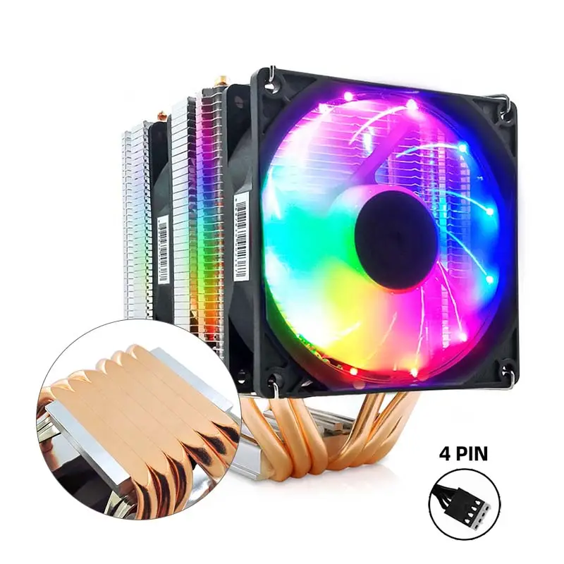 Kaliteli COOLMOON oyun PC CPU Fan altı ısı borusu Rgb Rdiator OEM bakır soğutucular soğutma RGB 90MM Fan soğutucu Cpu soğutucu