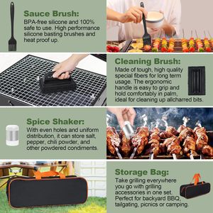 Özel barbekü aletleri takımı düz üst ızgara aksesuarları Set paslanmaz çelik açık barbekü için izgara seti takım kamp pişirme kiti - Product Image 5