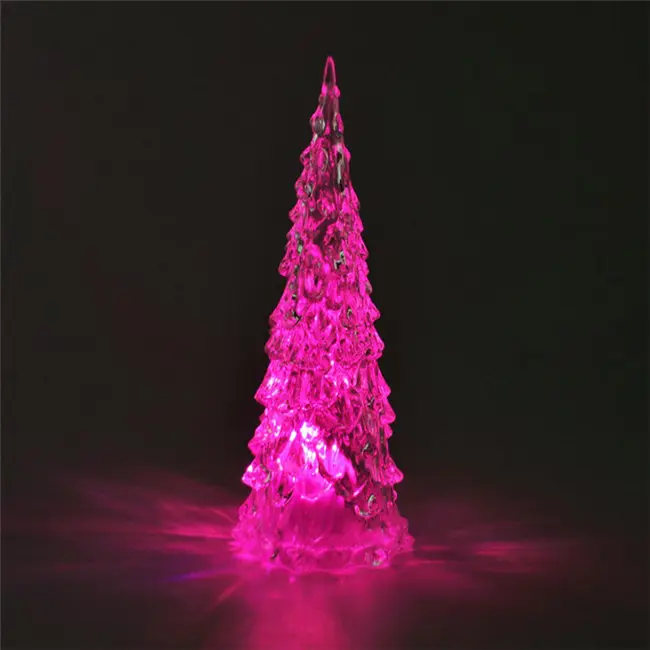 Acrylic crystal christmas tree colorful changing led night light unique Xmas gift