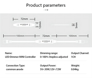 ミニ11キーシングルカラーコントローラー6A 5V 12V 1チャンネルSMD2835 LED調光器RFワイヤレスリモコン調整可能明るさ - Product Image 4