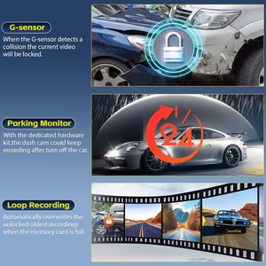 Carlover DVR仪表板摄像机后视镜3通道，带Wifi前舱录像机汽车黑匣子 - Product Image 4
