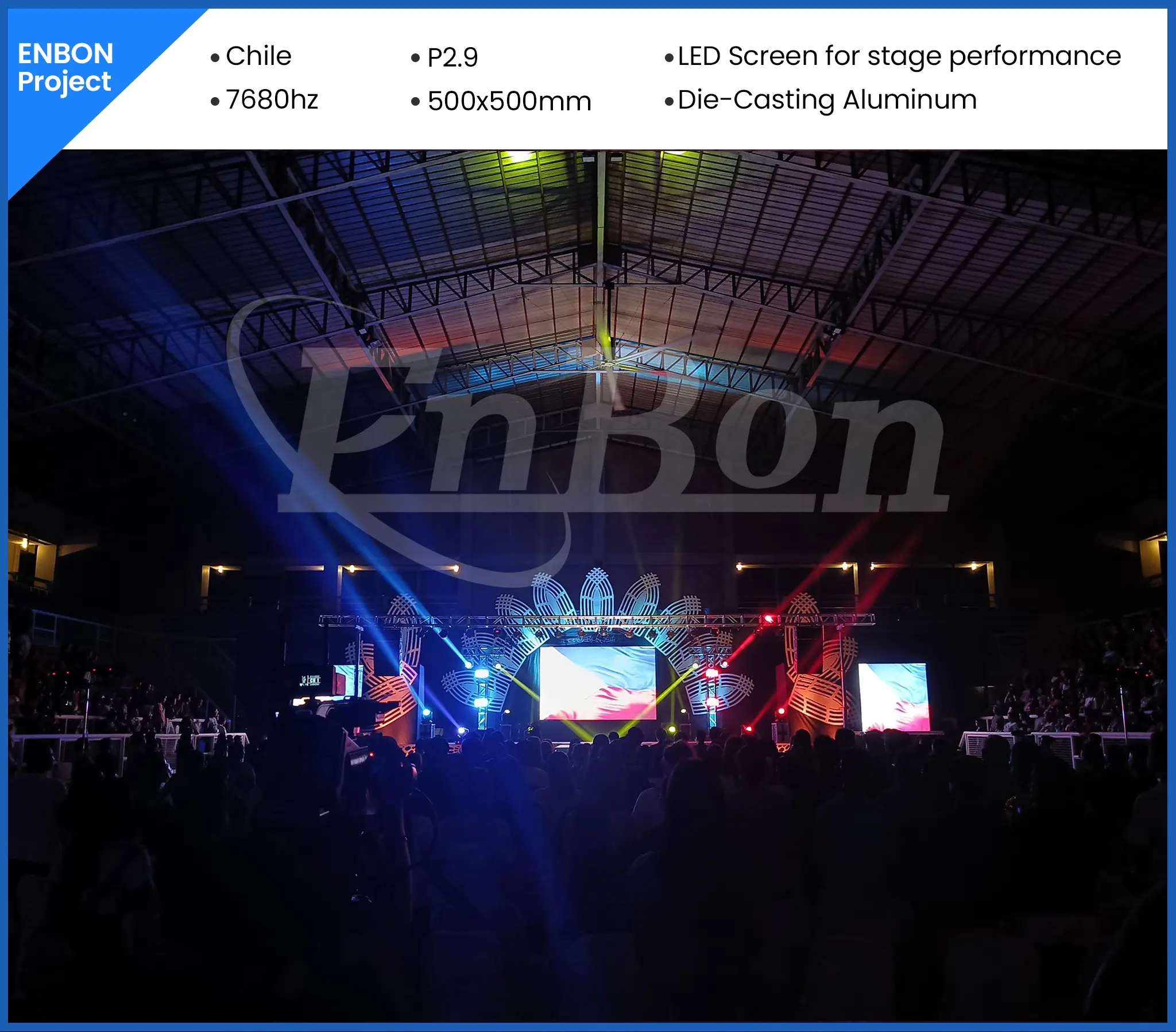 ENBON LED-Bildschirm Konzertbühne Hintergrund-Videowand vollfarbig Miete P2.6 P2.976 P3.91 LED-Display 500 mmx500 mm