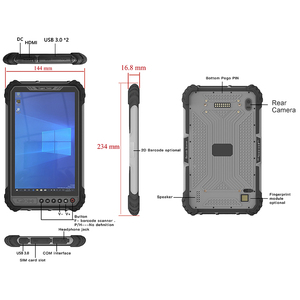 Vtex坚固平板电脑8英寸工业平板电脑8/16gb内存256Gb，带条形码指纹扫描仪坚固平板电脑 - Product Image 6