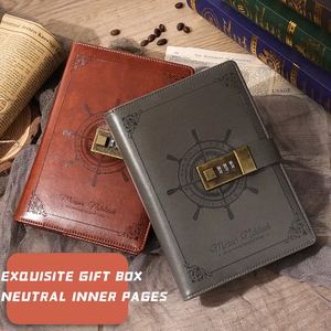 Luxus Retro B6 Papier Pu Cover Notebook mit Faden Nähen Bindung Custom ized Logo und Passwort Lock Hardcover Tagebuch - Product Image 3