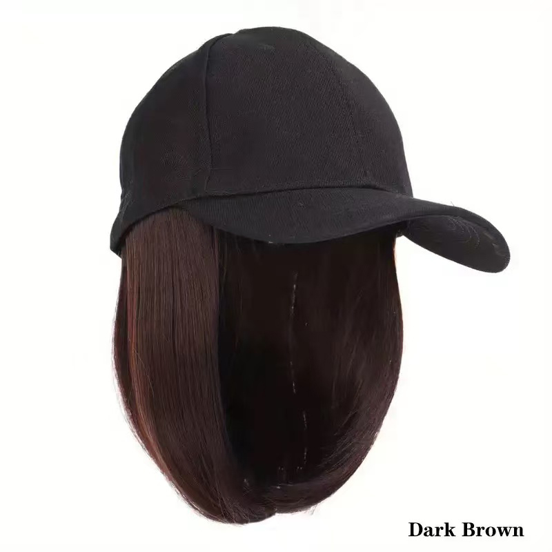 Black cap+Dark Brown Hair