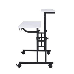DB Techni Mobili White <strong>Rolling</strong> Writing Desk Height Adjustable Desktop and Moveable Shelf Fixed Feature <strong>Computer</strong> Laptop <strong>Table</strong> - Product Image 6