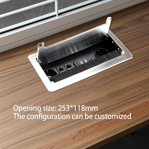 Ab soket AC güç kapağı 2 USB gömme montajlı 2-Socket masaüstü priz alüminyum masa mobilya uyumlu abd AU ab tak - Product Image 5
