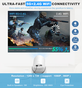 Proyector de cine inteligente de alta calidad más nuevo con LED y proyector de video doméstico Android 11,0 incorporado - Product Image 3