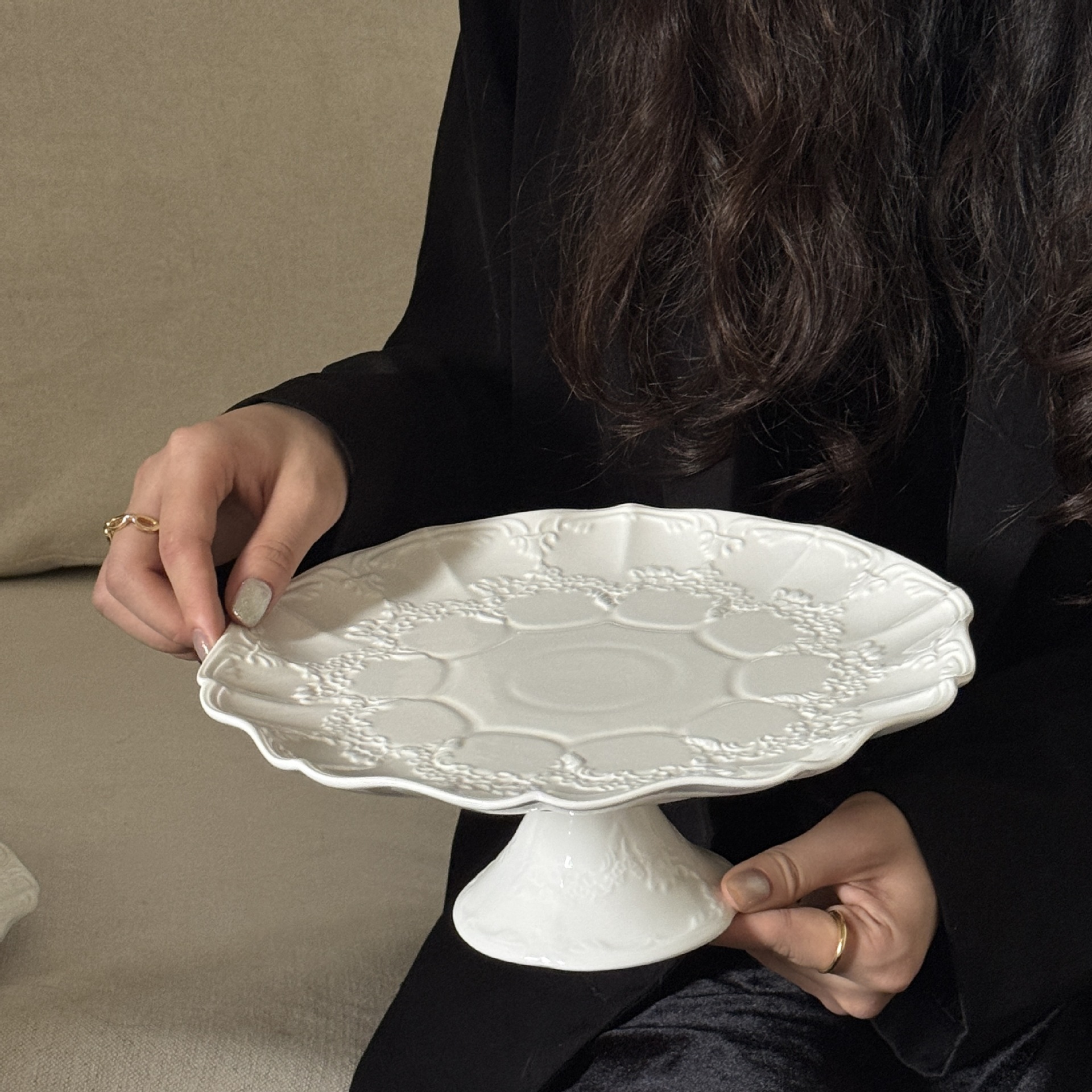 Moonlight lace high foot plate 25cm95