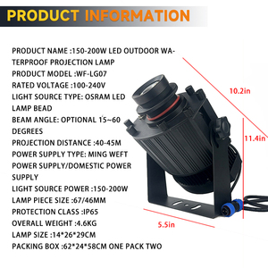 ไฟโปรเจคเตอร์เตือนความปลอดภัยในอุตสาหกรรม200W ไฟ LED เครนป้ายเตือนไฟโปรเจคเตอร์รูปแบบ Gobo ปรับแต่งได้ฟรี - Product Image 5