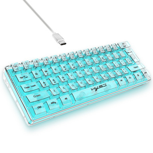 HXSJ V700 61 anahtar membran klavye mini ergonomik rgb dilsiz usb arayüzü oyun kablolu klavye laptop ve ofis için