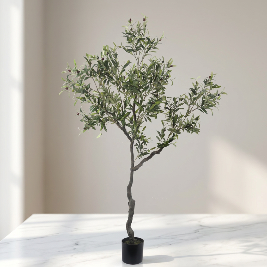 210cm 6.89ft Large Artificial Olive Tree Black Fruits With Pot