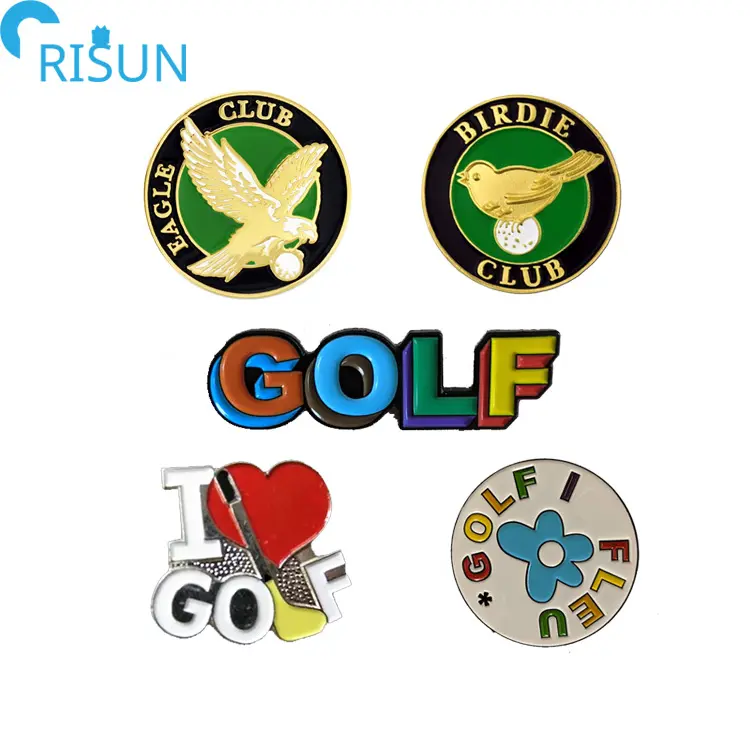 Broche de golf personnalisée en gros aigle birdie golfs émail épinglette logo personnalisé propre fleur anglaise broche club golf insigne