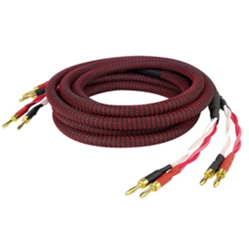 Cable de nailon negro y rojo de alta calidad, Conector de Banana a Banana, macho a macho, chapado en oro de 24K