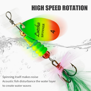 Mồi câu xoay LUSHAZER 5 cái/bộ, mồi câu kim loại xoay, mồi câu dạng thìa, mồi câu biển, mồi câu cá hồi, cá chó, cá vược, có lông vũ, mồi câu kiểu wobbler - Product Image 5