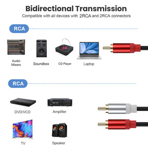RCA 1 macho a 2 hembra Audio altavoz Y adaptador divisor Cable con conductor OFC doble blindaje chapado en oro carcasa de Metal Flexible - Product Image 3
