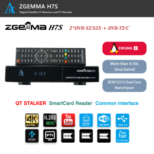 4K Satellite Tv Receiver 2*<strong>DVB</strong>-S2/S2X+ <strong>DVB</strong>-T2/<strong>C</strong> <strong>with</strong> CA CI+ Freesat and iptv Box TV <strong>Decoder</strong> ZGEMMA H7S - Product Image 2